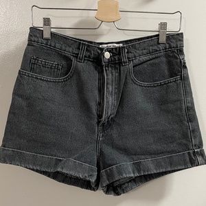 American Apparel High-Waisted Jean Shorts 29, washed black